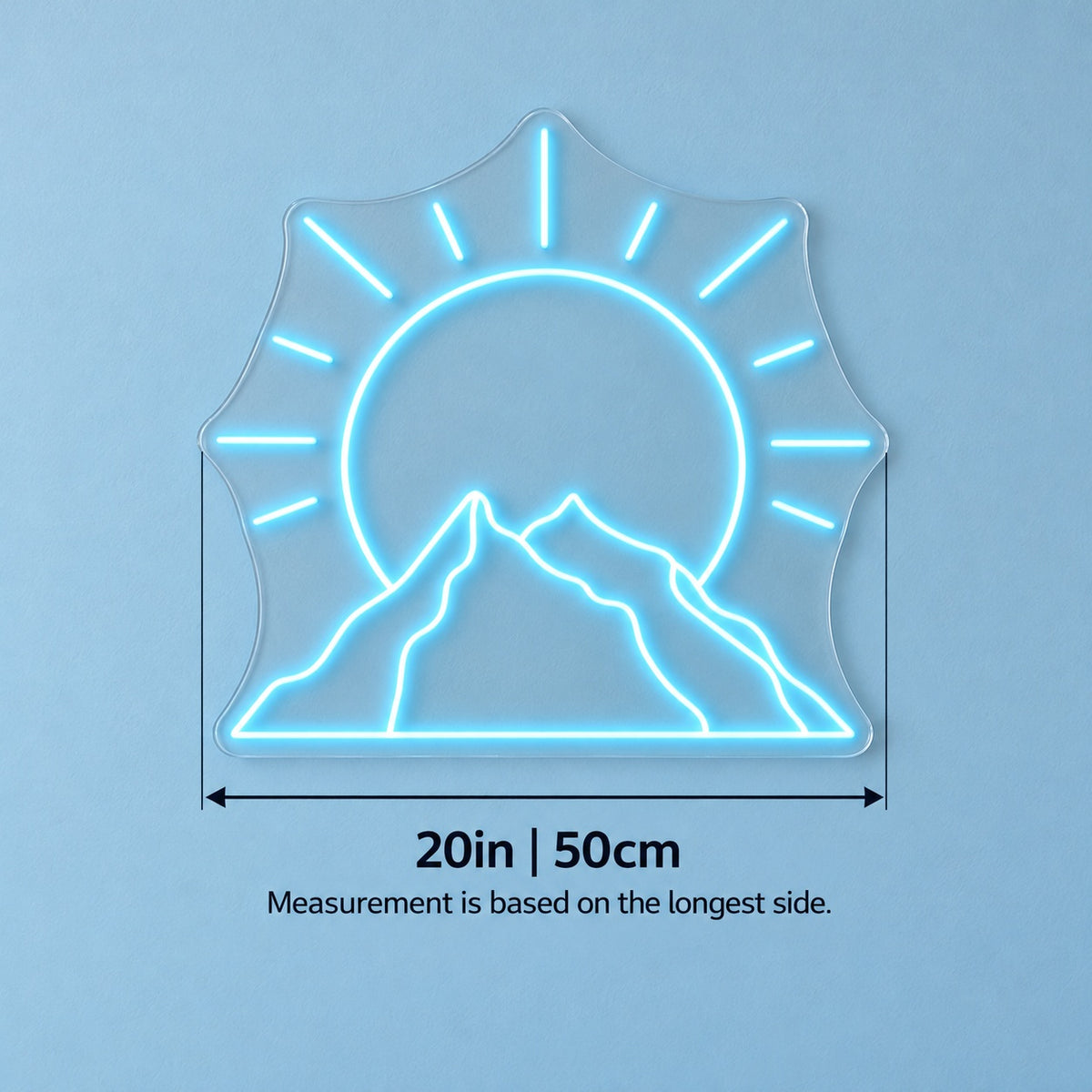 Mountain Sunrise LED Neon Sign - size guide