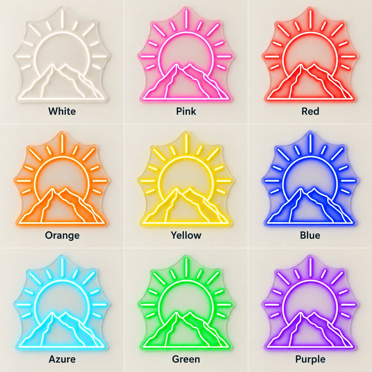 Mountain Sunrise LED Neon Sign - nine-color grid