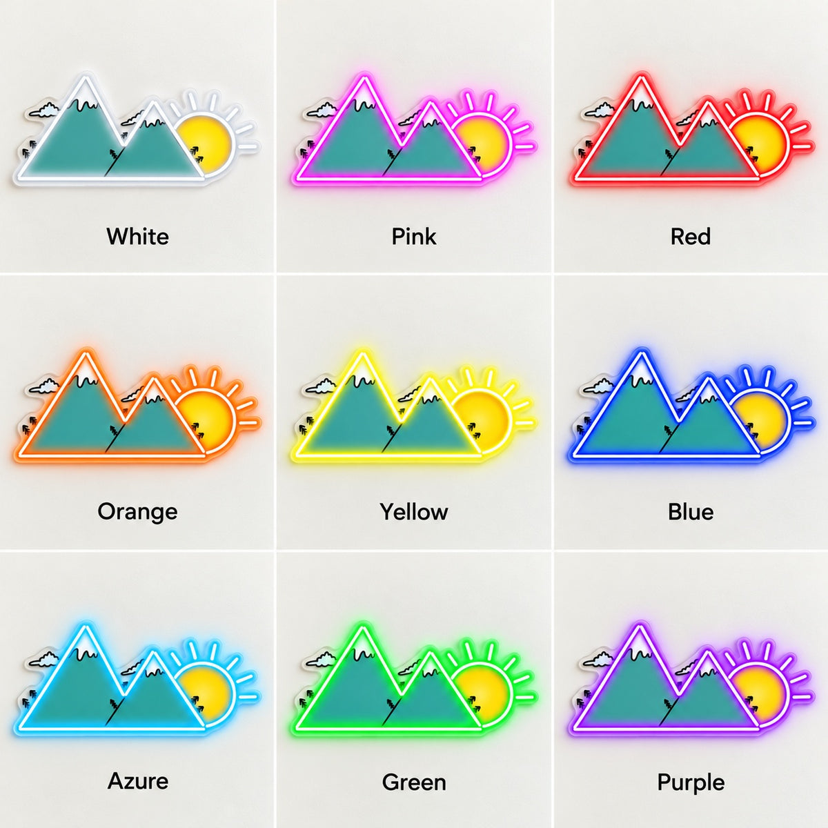 Mountain Sunrise LED Neon Sign - nine-color grid