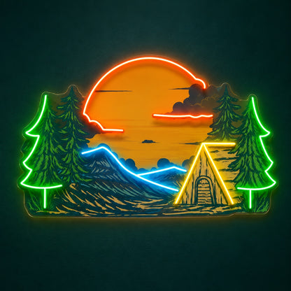Mountain Sunset Cabin LED Neon Sign - product hero