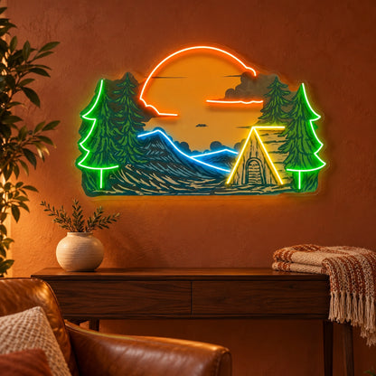 Mountain Sunset Cabin LED Neon Sign - advertising view