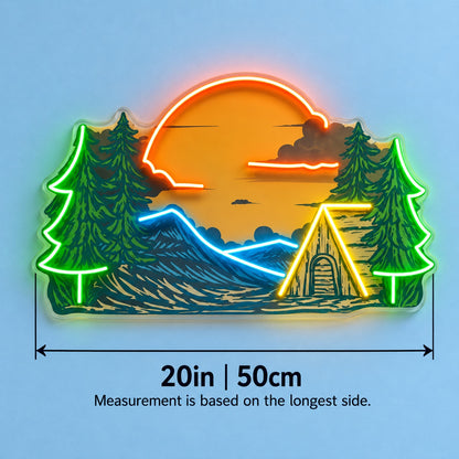 Mountain Sunset Cabin LED Neon Sign - size guide