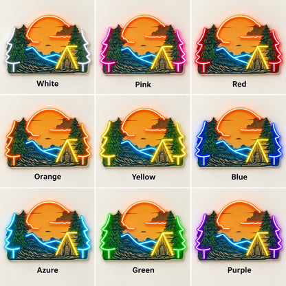 Mountain Sunset Cabin LED Neon Sign - nine-color grid