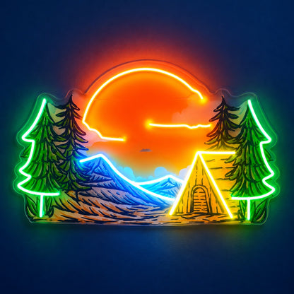 Mountain Sunset Camping LED Neon Sign - product hero