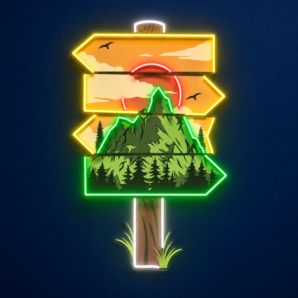 Mountain Sunset Trail Signpost LED Neon Sign - product hero