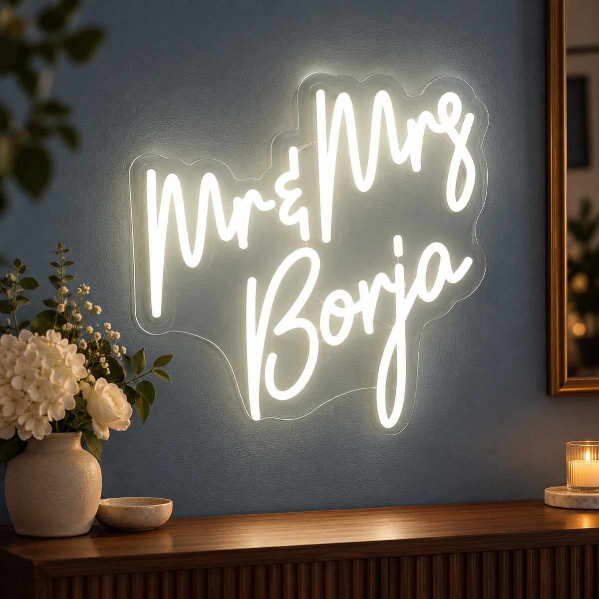 Mr & Mrs Borja LED Neon Sign - advertising view