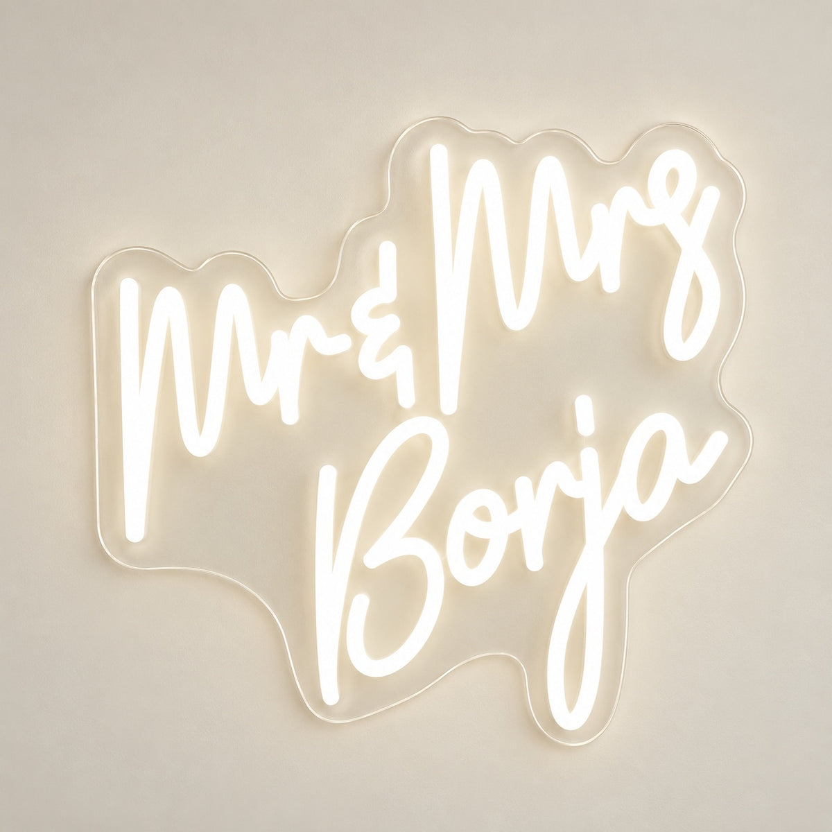 Mr & Mrs Borja LED Neon Sign - natural light view