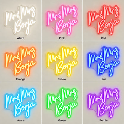Mr & Mrs Borja LED Neon Sign - nine-color grid