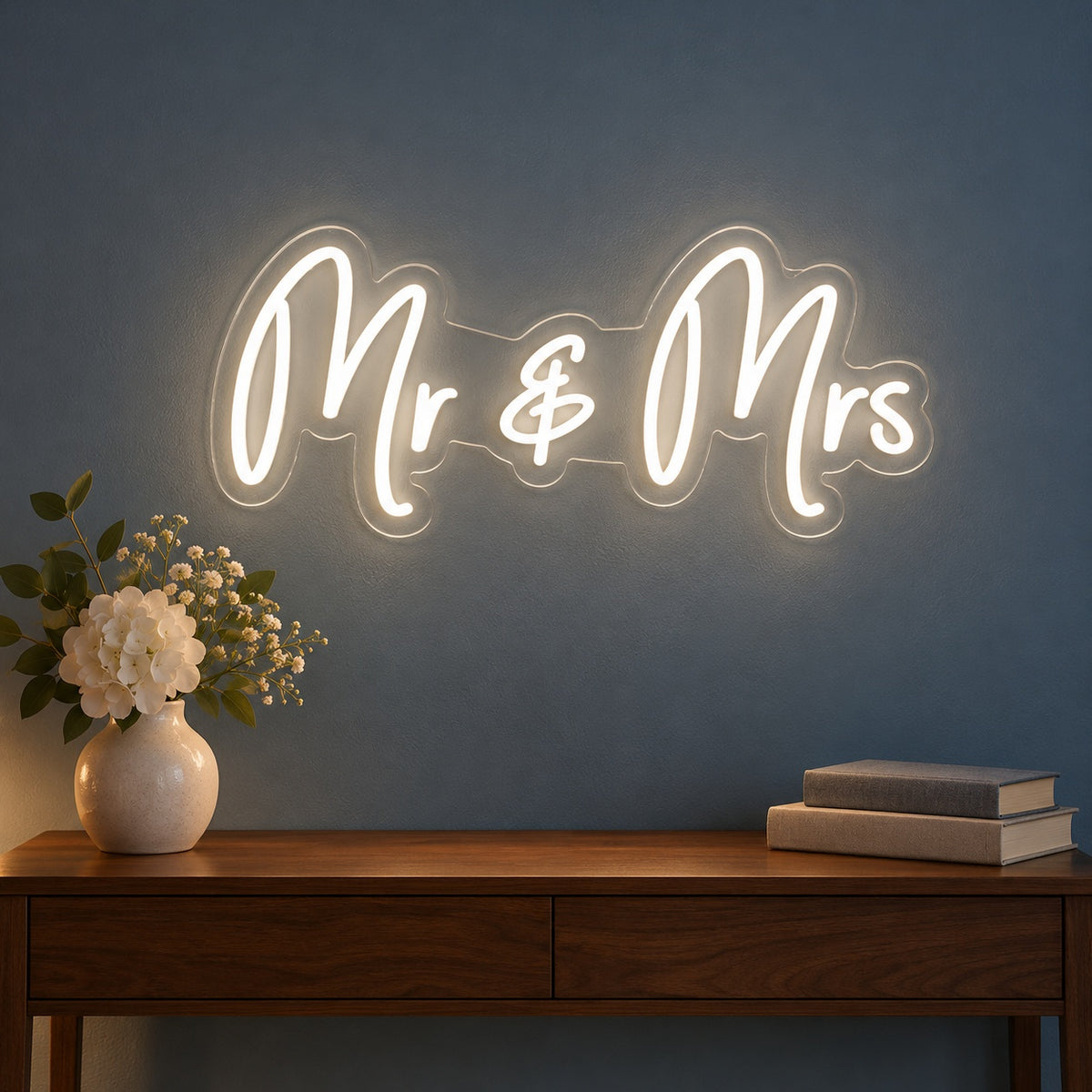 Mr & Mrs LED Neon Sign - advertising view