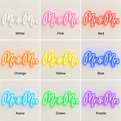 Mr & Mrs LED Neon Sign - nine-color grid