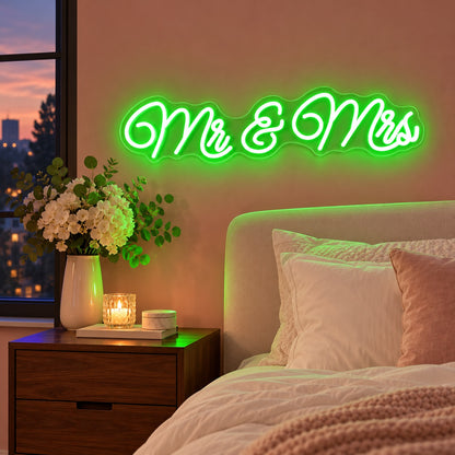 Mr & Mrs LED Neon Sign - advertising view