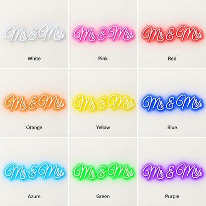 Mr & Mrs LED Neon Sign - nine-color grid