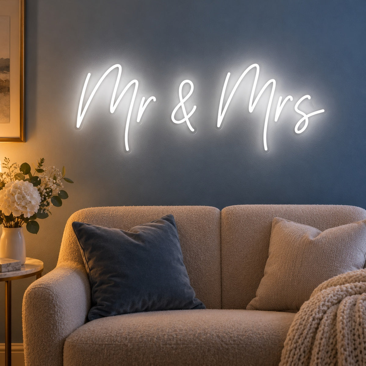 Mr & Mrs LED Neon Sign - advertising view