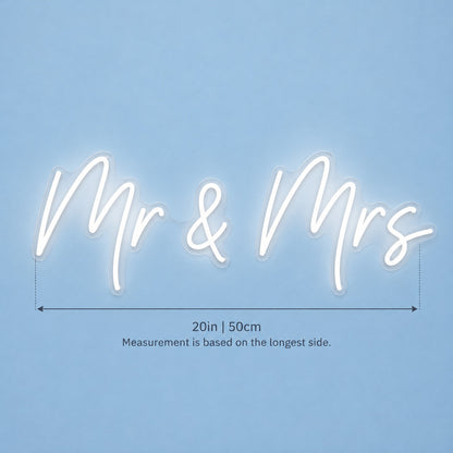 Mr & Mrs LED Neon Sign - size guide