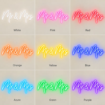 Mr & Mrs LED Neon Sign - nine-color grid