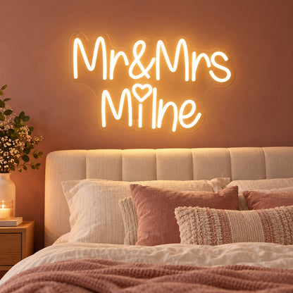 Mr & Mrs Milne LED Neon Sign - advertising view