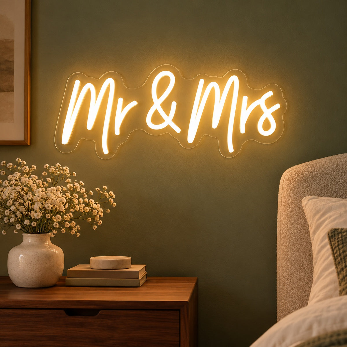 Mr & Mrs LED Neon Sign - advertising view