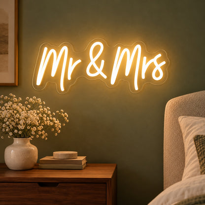 Mr & Mrs LED Neon Sign - advertising view
