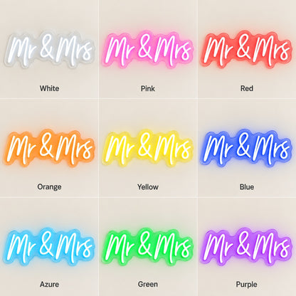 Mr & Mrs LED Neon Sign - nine-color grid