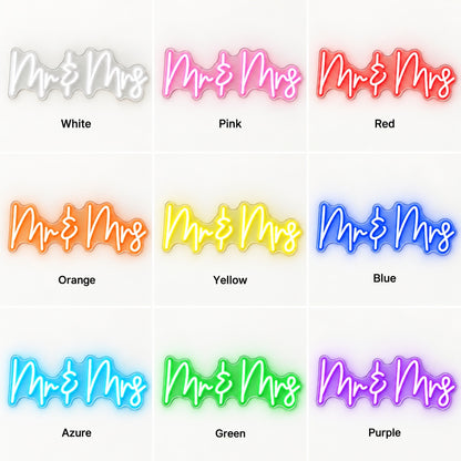 Mr & Mrs LED Neon Sign - nine-color grid
