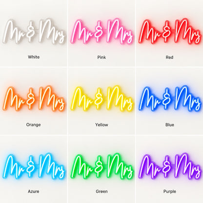 Mr & Mrs LED Neon Sign - nine-color grid