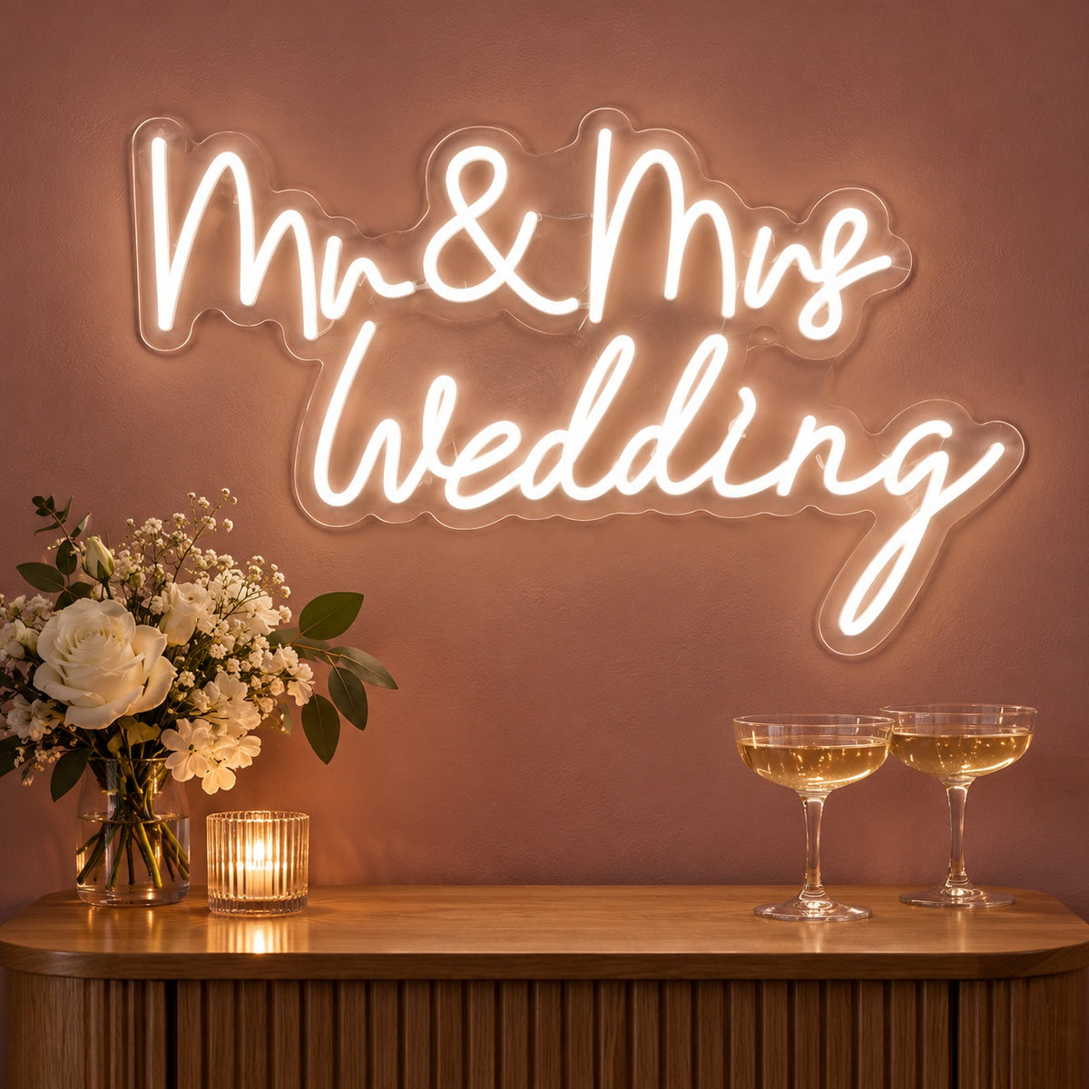 Mr & Mrs Wedding LED Neon Sign - advertising view