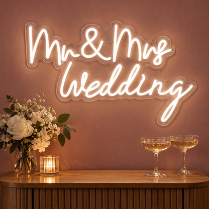 Mr & Mrs Wedding LED Neon Sign - advertising view