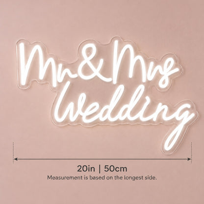 Mr & Mrs Wedding LED Neon Sign - size guide