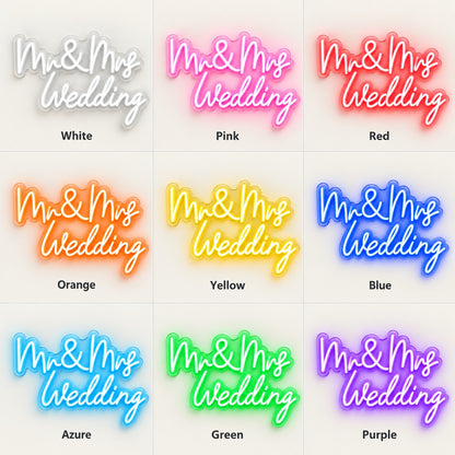 Mr & Mrs Wedding LED Neon Sign - nine-color grid