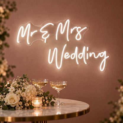 Mr & Mrs Wedding LED Neon Sign - advertising view