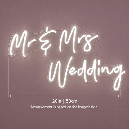 Mr & Mrs Wedding LED Neon Sign - size guide