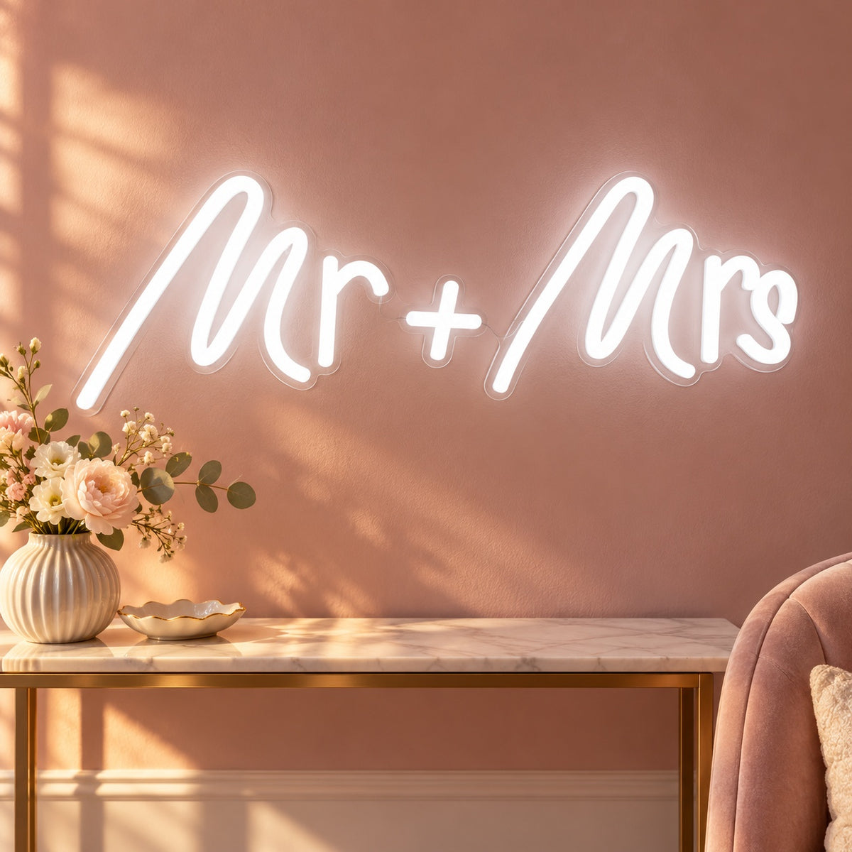 Mr + Mrs LED Neon Sign - advertising view