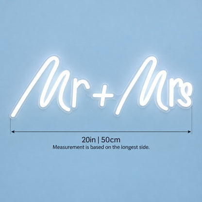 Mr + Mrs LED Neon Sign - size guide