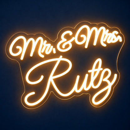 Mr. & Mrs. Rutz LED Neon Sign - product hero