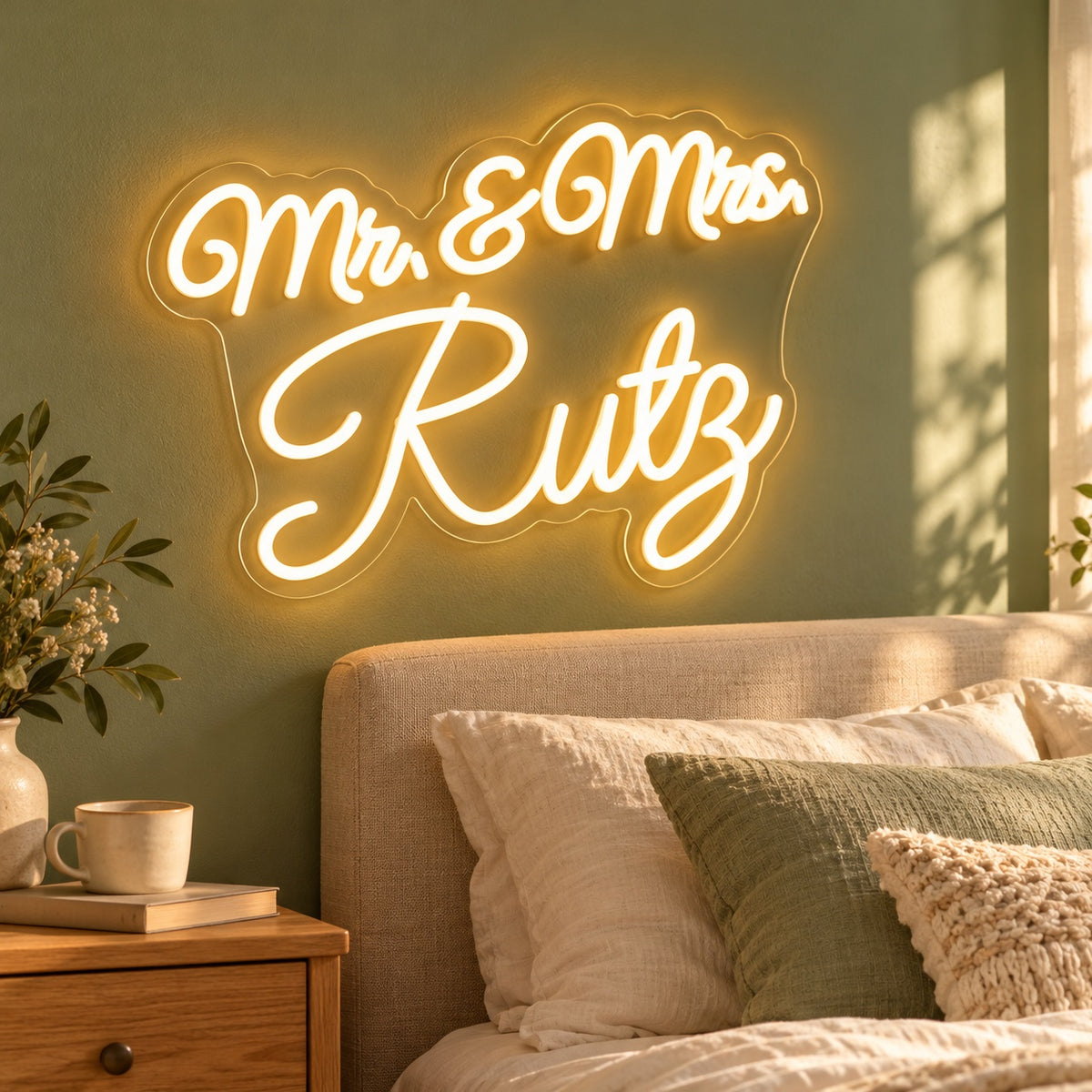 Mr. & Mrs. Rutz LED Neon Sign - lifestyle view
