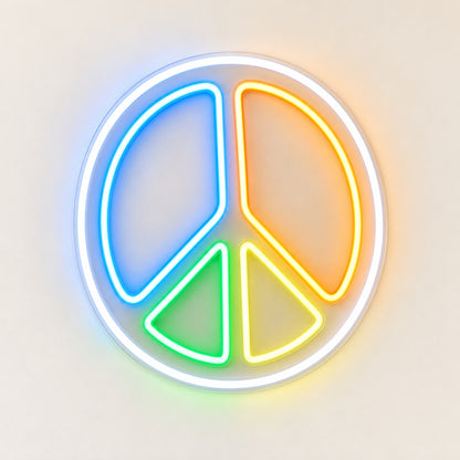 Multicolor Peace Symbol LED Neon Sign - natural light view