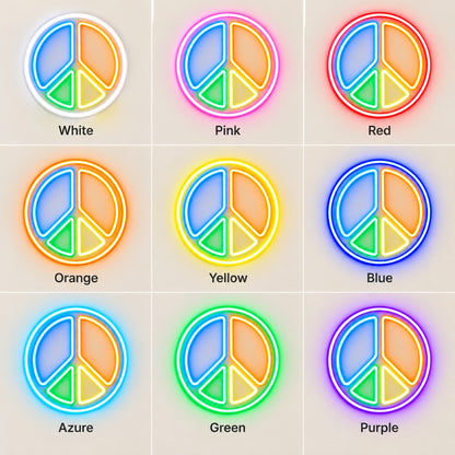 Multicolor Peace Symbol LED Neon Sign - nine-color grid