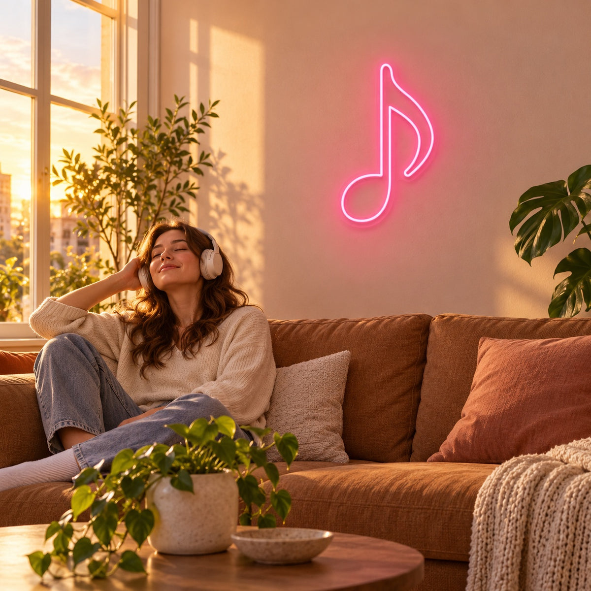 Music Note LED Neon Sign - lifestyle view