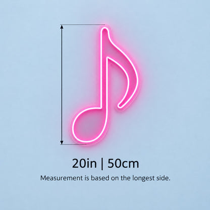 Music Note LED Neon Sign - size guide