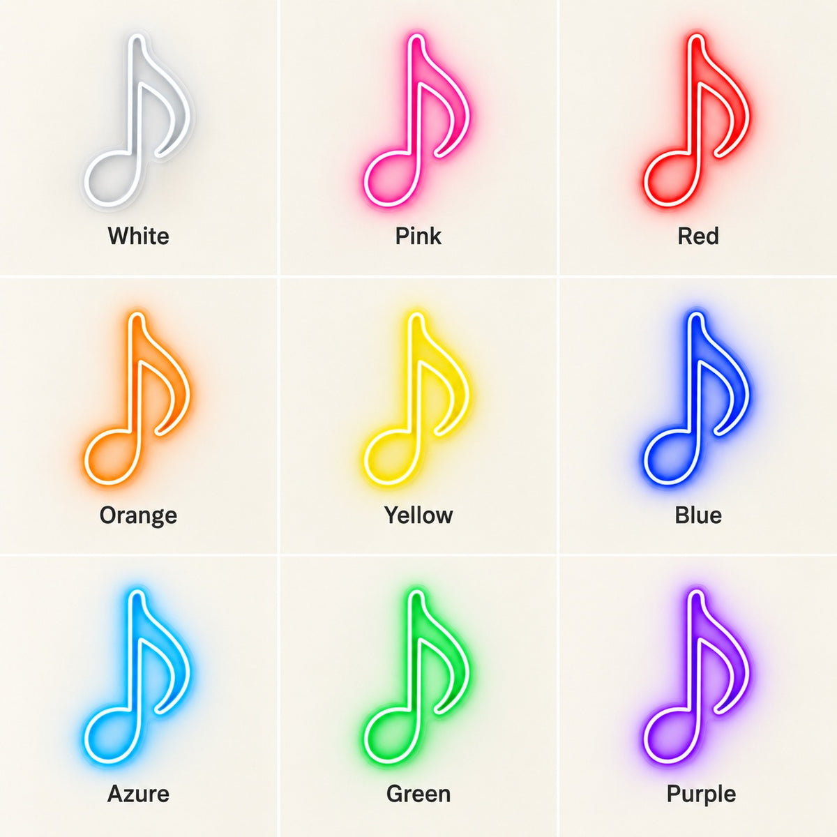 Music Note LED Neon Sign - nine-color grid