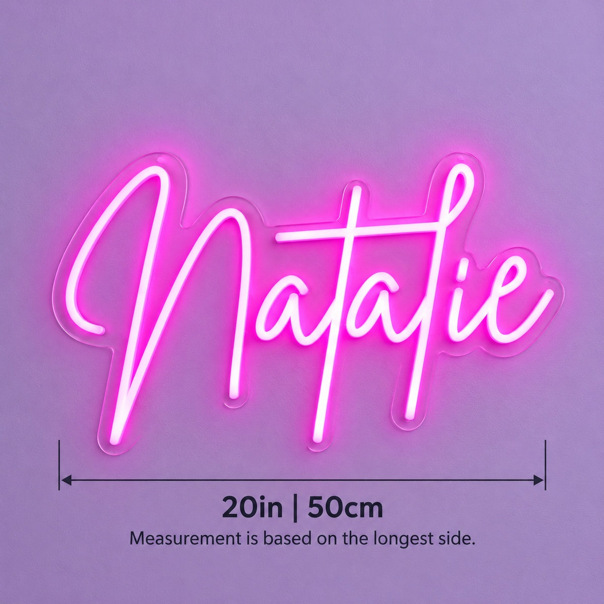 Natalie LED Neon Sign - size guide