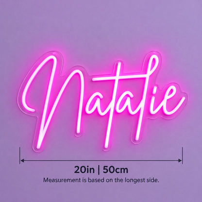 Natalie LED Neon Sign - size guide
