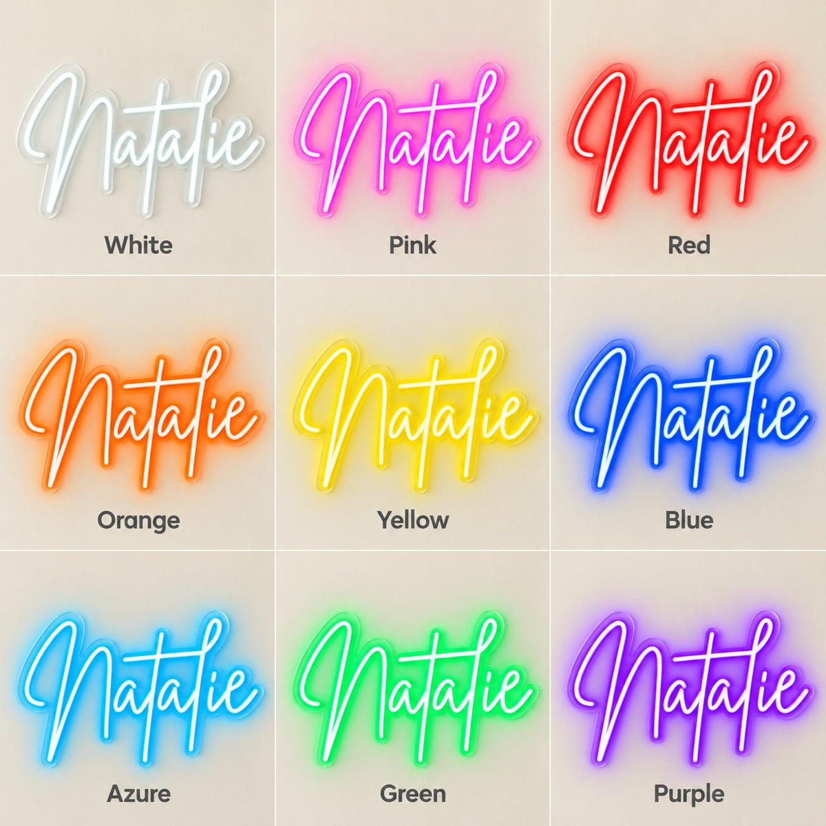Natalie LED Neon Sign - nine-color grid