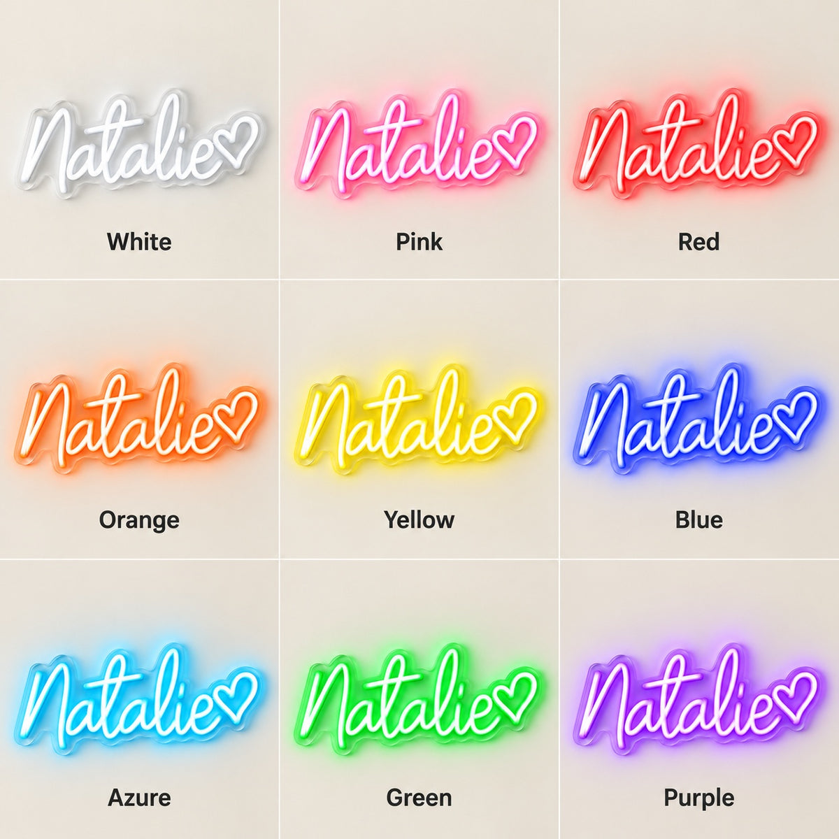 Natalie LED Neon Sign - nine-color grid