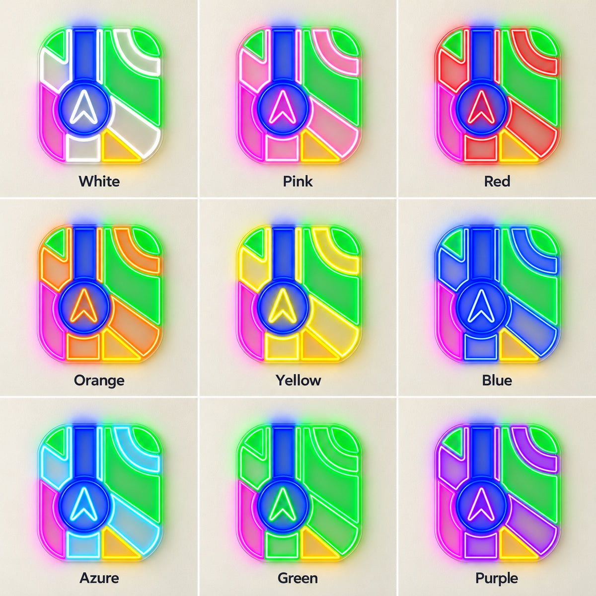 Navigation Map LED Neon Sign - nine-color grid