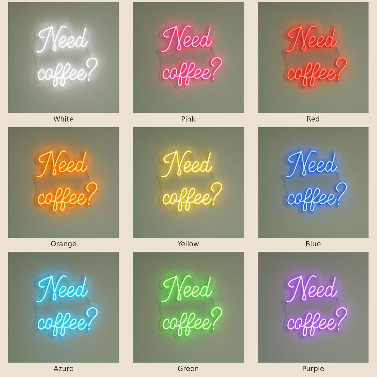 Need Coffee Coffee Shop Decor LED Neon Sign - nine-color grid