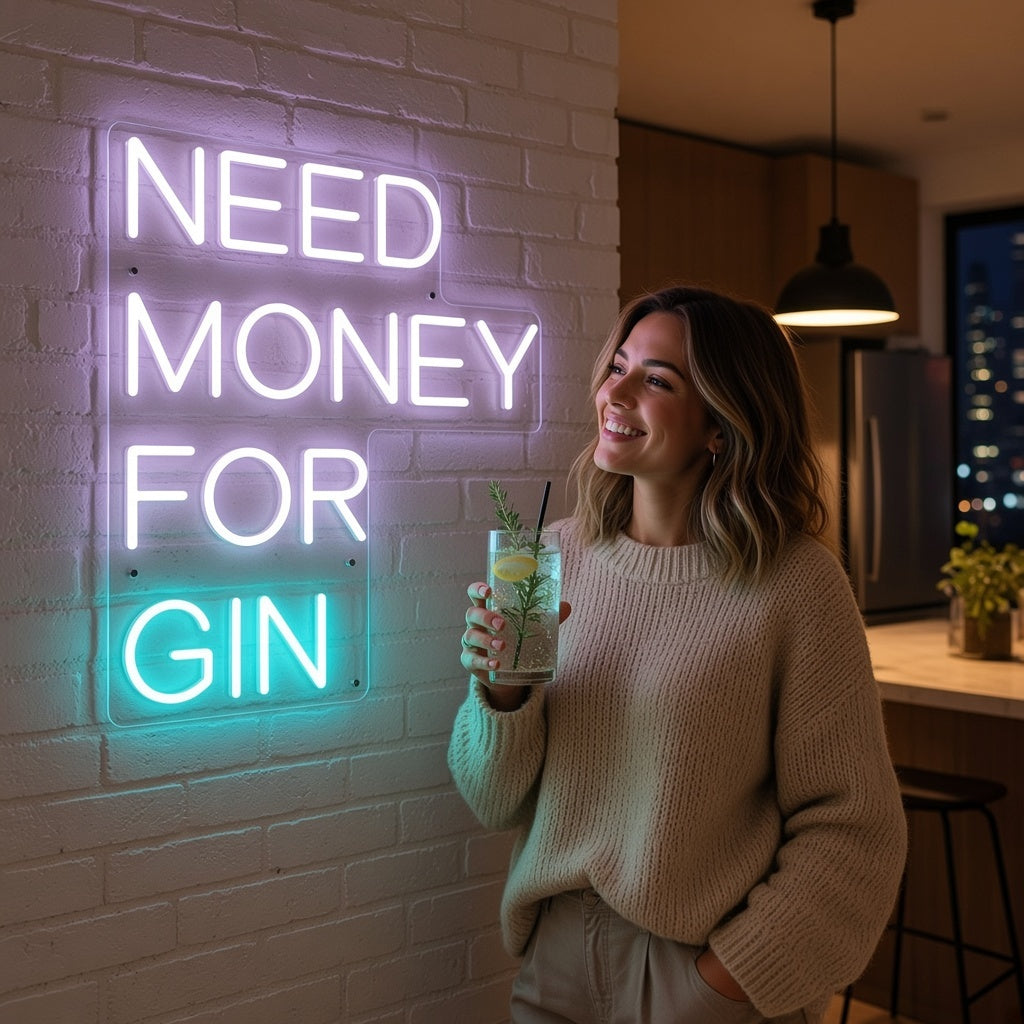 Need Money For Gin LED Neon Sign - lifestyle view