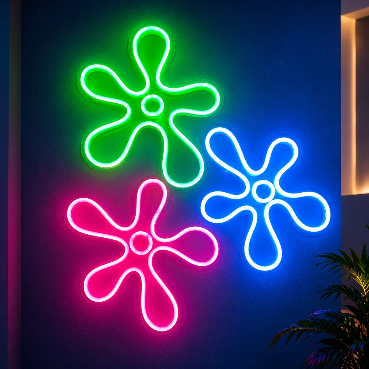 Five Petal Flower Trio LED Neon Sign - product hero