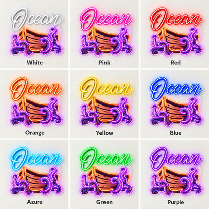 Ocean Octopus Boat LED Neon Sign - nine-color grid