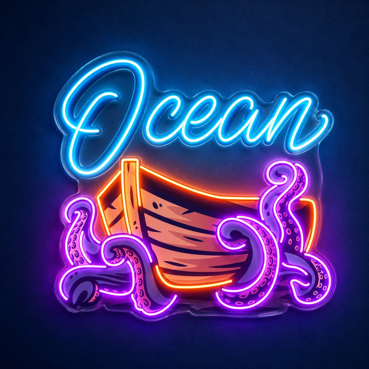 Ocean Octopus Boat LED Neon Sign - product hero